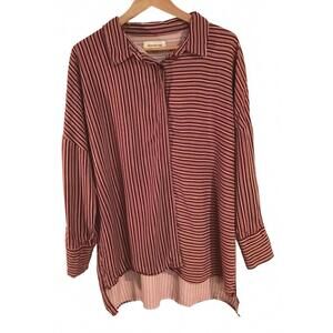 Denim Hunter Vintage Burgundy White Shirt With Contrasting Stripes Size 38 (Med)